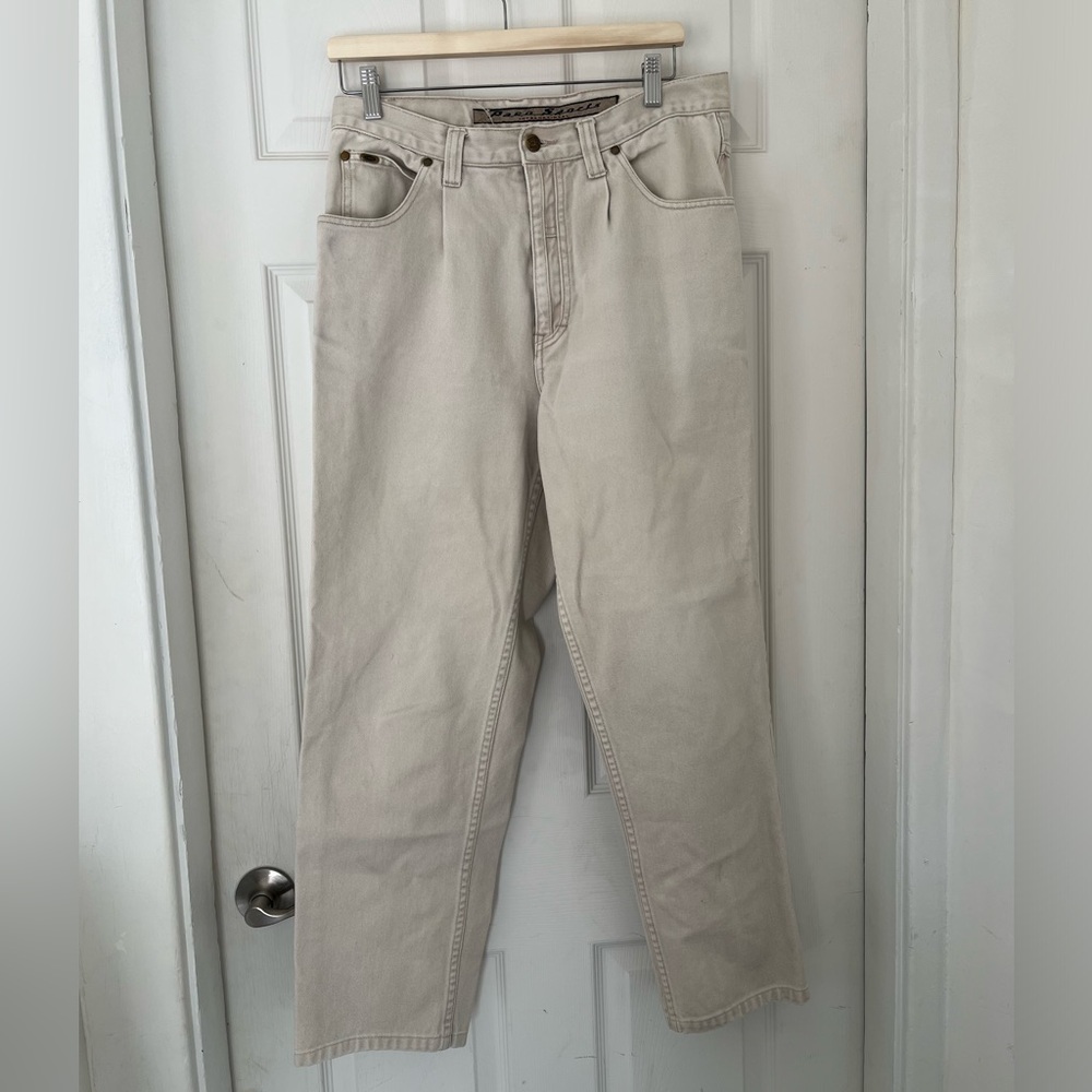 High-Waisted Tan Denim Jeans Tailored Vintage